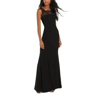 NWT Lulus True‎ Passion Black Lace V Back Sleeveless Mermaid Maxi Dress Size 1X